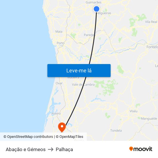 Abação e Gémeos to Palhaça map