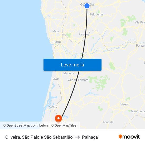 Oliveira, São Paio e São Sebastião to Palhaça map