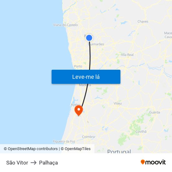 São Vítor to Palhaça map