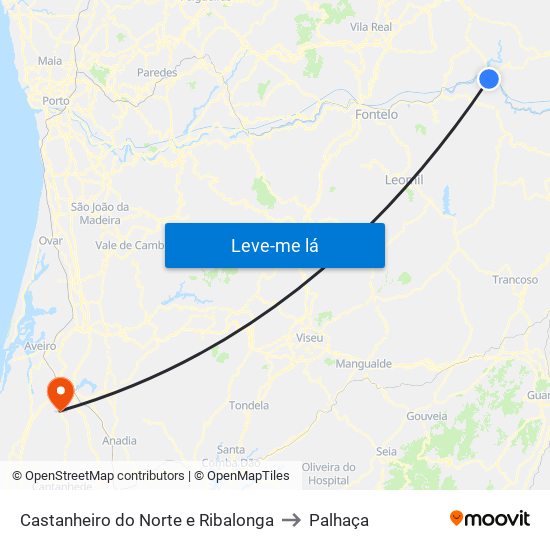 Castanheiro do Norte e Ribalonga to Palhaça map