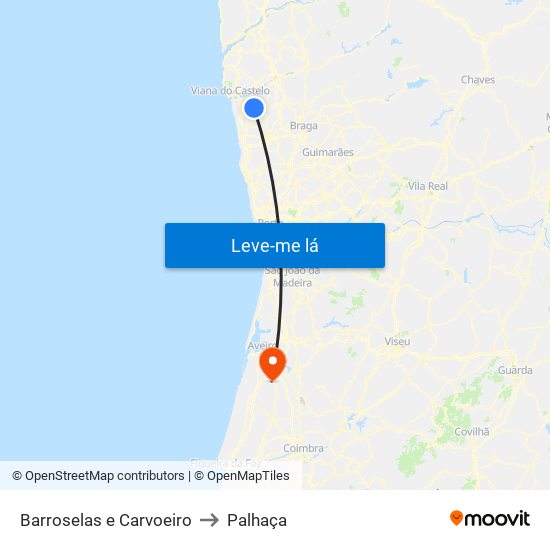 Barroselas e Carvoeiro to Palhaça map