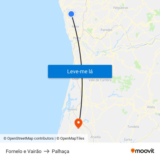 Fornelo e Vairão to Palhaça map