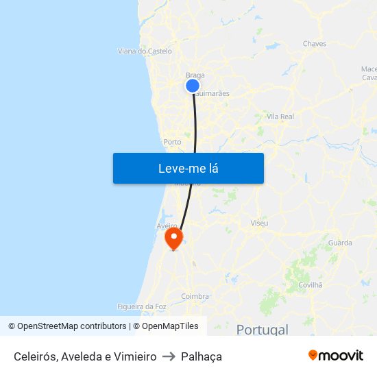 Celeirós, Aveleda e Vimieiro to Palhaça map