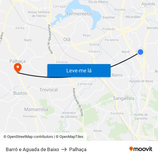 Barrô e Aguada de Baixo to Palhaça map