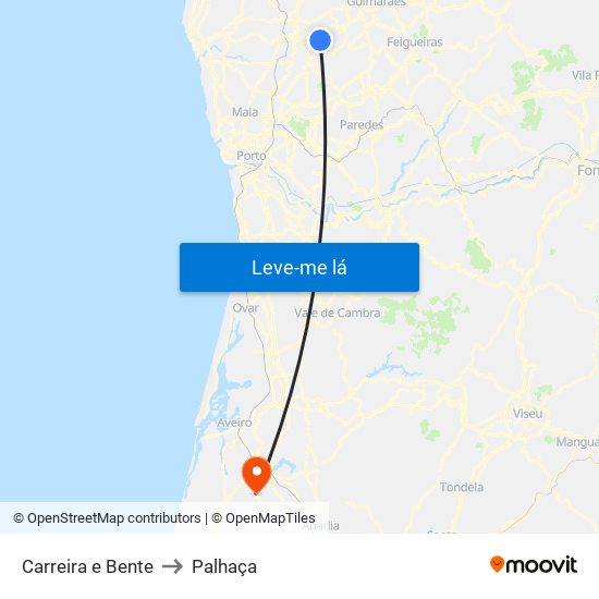 Carreira e Bente to Palhaça map