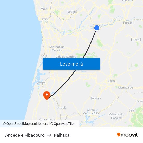 Ancede e Ribadouro to Palhaça map
