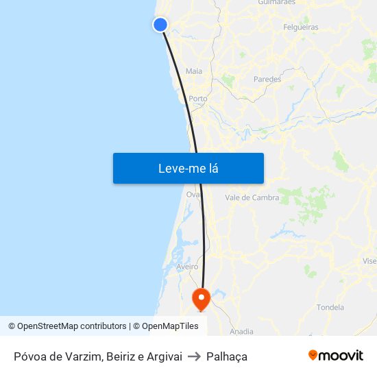 Póvoa de Varzim, Beiriz e Argivai to Palhaça map