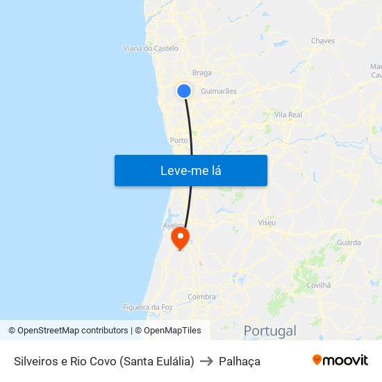 Silveiros e Rio Covo (Santa Eulália) to Palhaça map