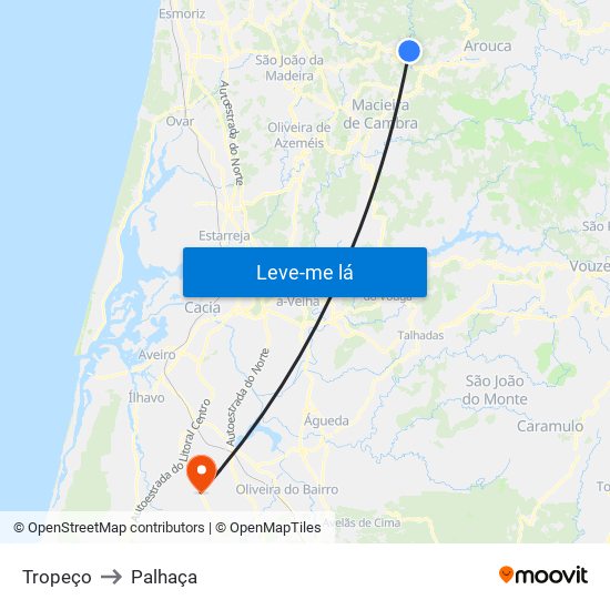 Tropeço to Palhaça map