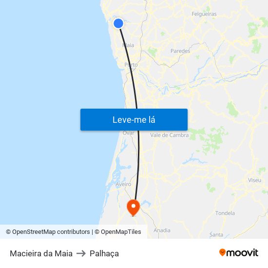 Macieira da Maia to Palhaça map