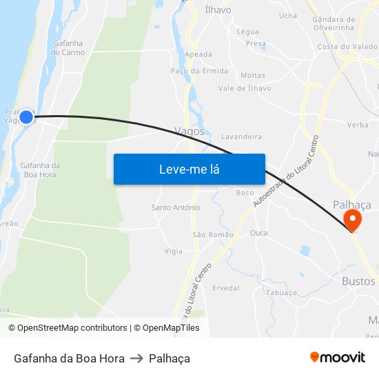 Gafanha da Boa Hora to Palhaça map