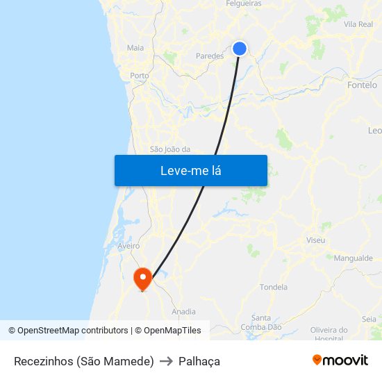 Recezinhos (São Mamede) to Palhaça map