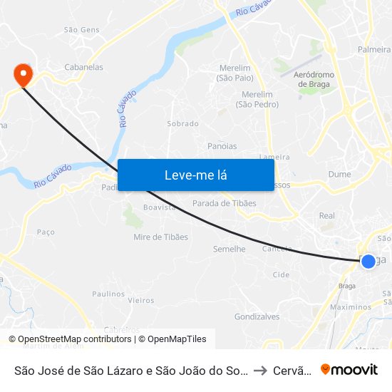 São José de São Lázaro e São João do Souto to Cervães map