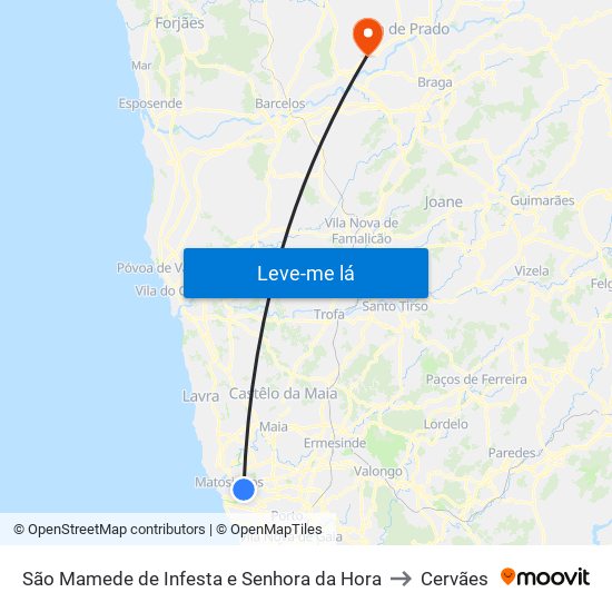 São Mamede de Infesta e Senhora da Hora to Cervães map