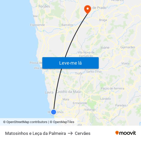 Matosinhos e Leça da Palmeira to Cervães map
