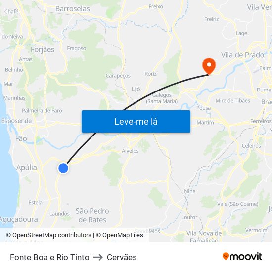 Fonte Boa e Rio Tinto to Cervães map