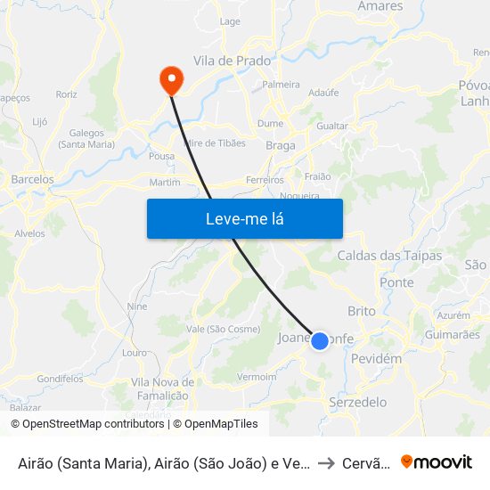 Airão (Santa Maria), Airão (São João) e Vermil to Cervães map
