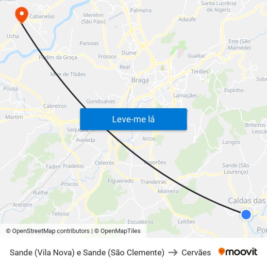 Sande (Vila Nova) e Sande (São Clemente) to Cervães map
