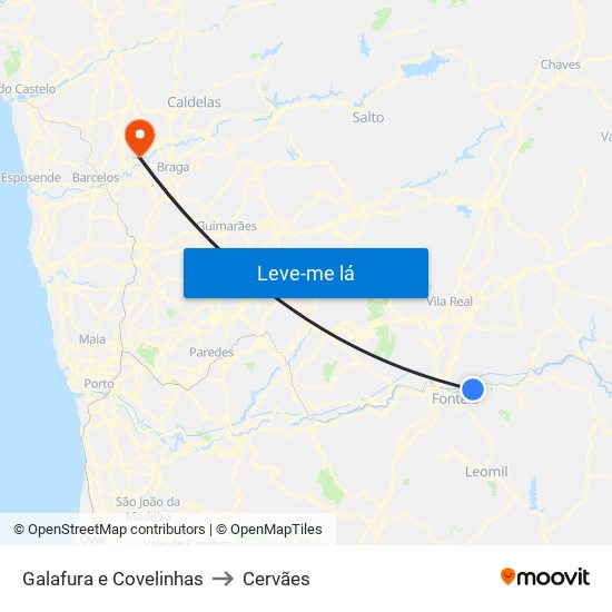 Galafura e Covelinhas to Cervães map