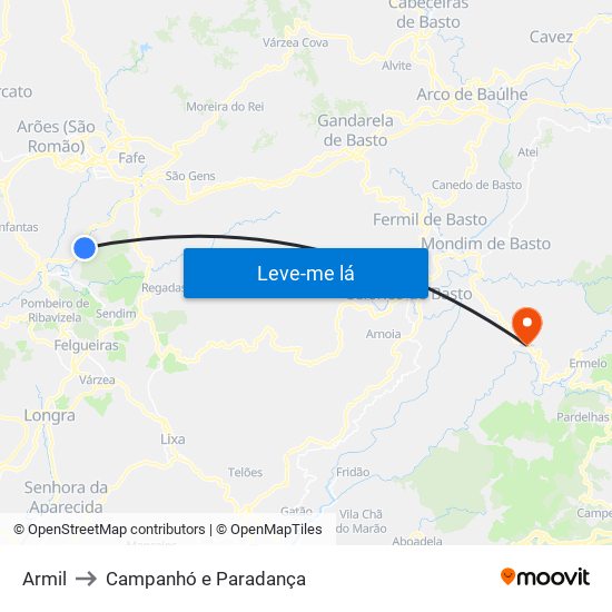 Armil to Campanhó e Paradança map
