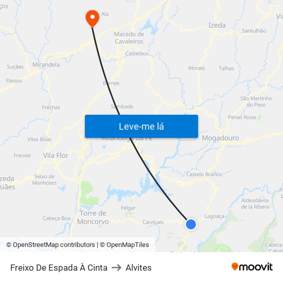 Freixo De Espada À Cinta to Alvites map