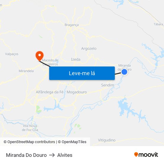 Miranda Do Douro to Alvites map