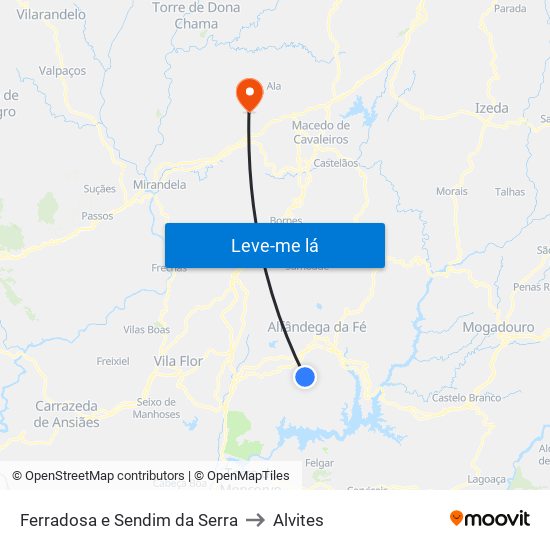 Ferradosa e Sendim da Serra to Alvites map