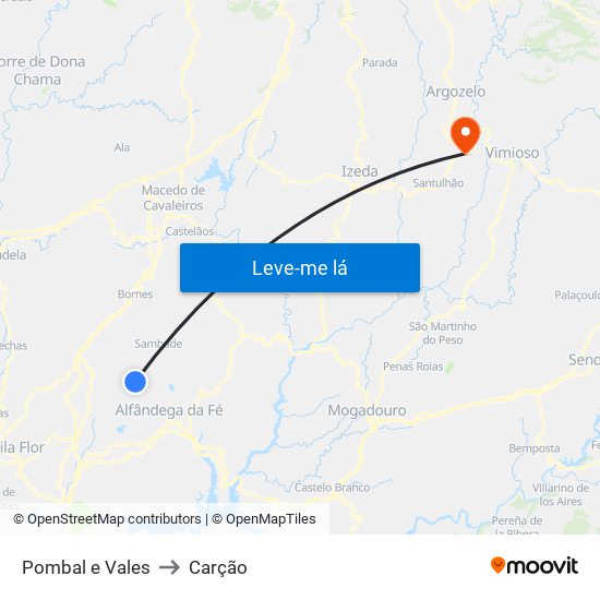 Pombal e Vales to Carção map