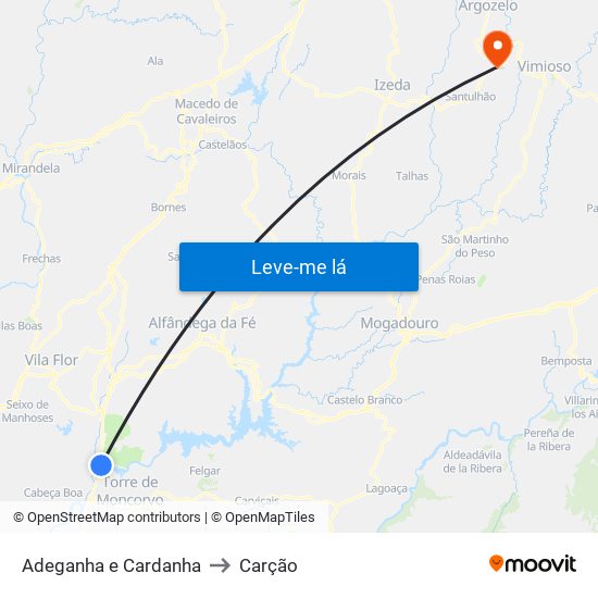 Adeganha e Cardanha to Carção map