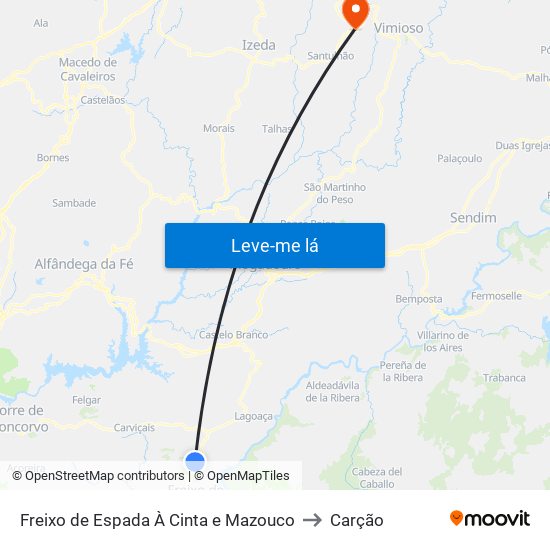 Freixo de Espada À Cinta e Mazouco to Carção map