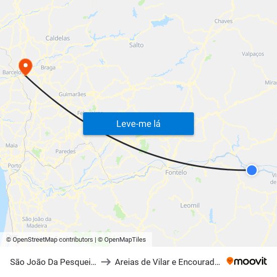 São João Da Pesqueira to Areias de Vilar e Encourados map