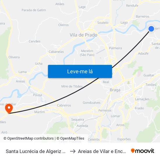Santa Lucrécia de Algeriz e Navarra to Areias de Vilar e Encourados map