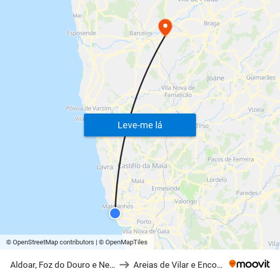 Aldoar, Foz do Douro e Nevogilde to Areias de Vilar e Encourados map