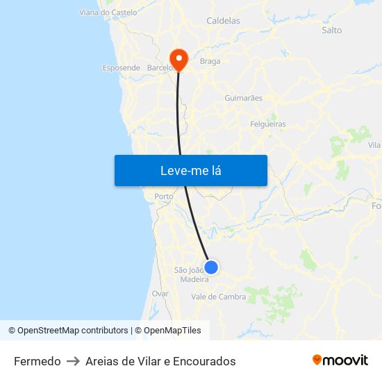 Fermedo to Areias de Vilar e Encourados map