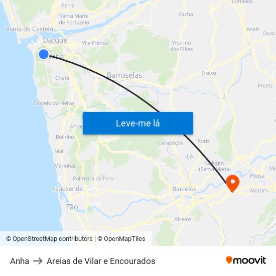 Anha to Areias de Vilar e Encourados map