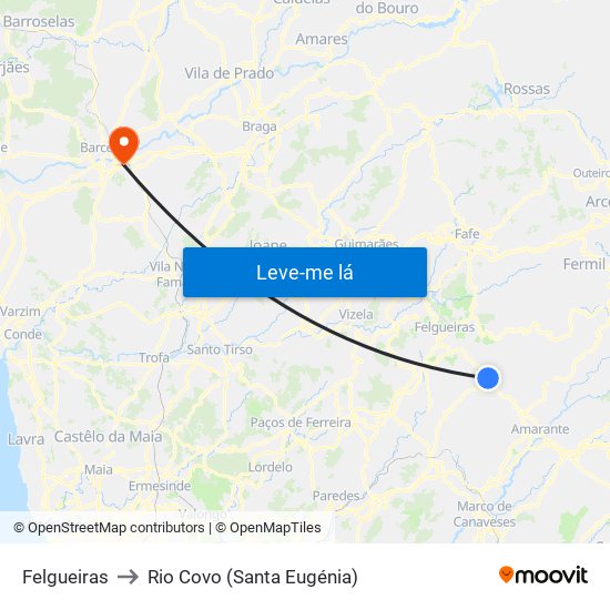 Felgueiras to Rio Covo (Santa Eugénia) map