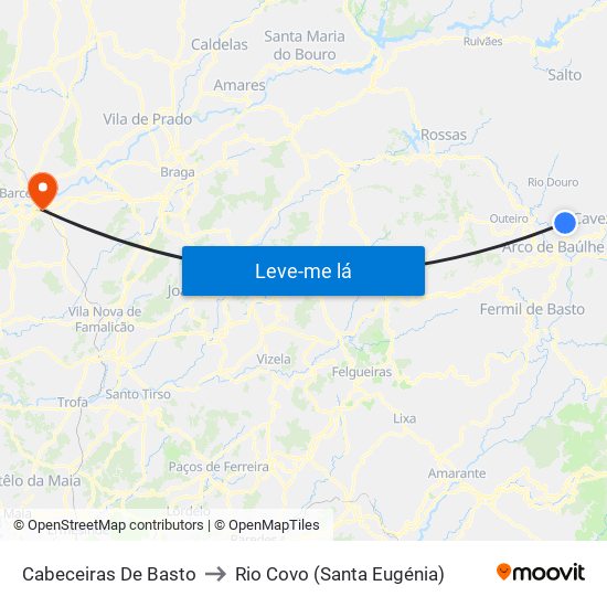 Cabeceiras De Basto to Rio Covo (Santa Eugénia) map