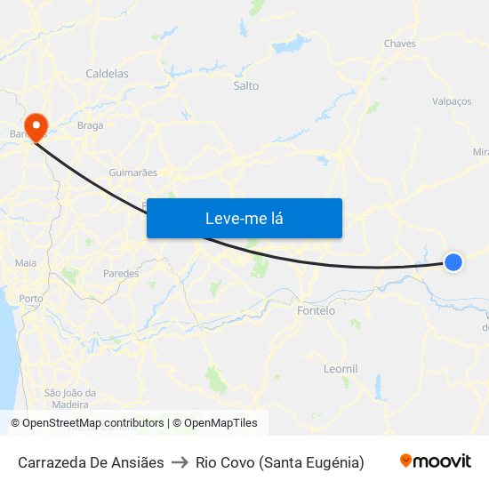 Carrazeda De Ansiães to Rio Covo (Santa Eugénia) map