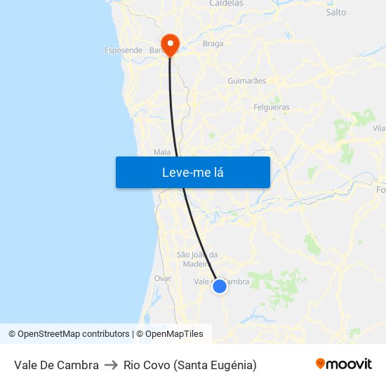 Vale De Cambra to Rio Covo (Santa Eugénia) map