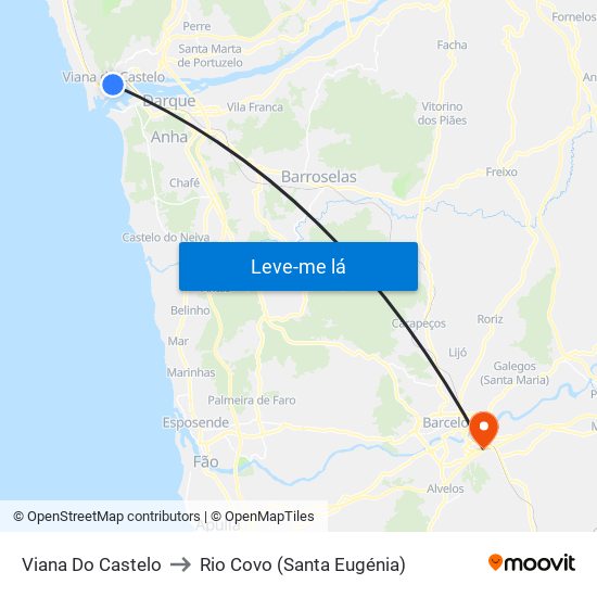 Viana Do Castelo to Rio Covo (Santa Eugénia) map