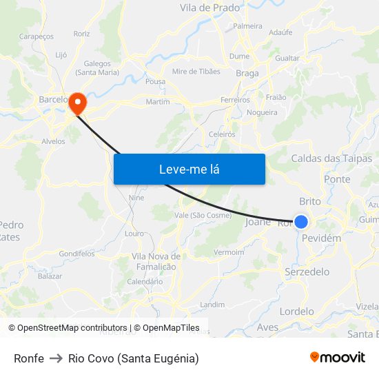 Ronfe to Rio Covo (Santa Eugénia) map