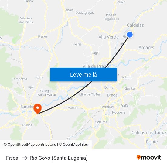 Fiscal to Rio Covo (Santa Eugénia) map