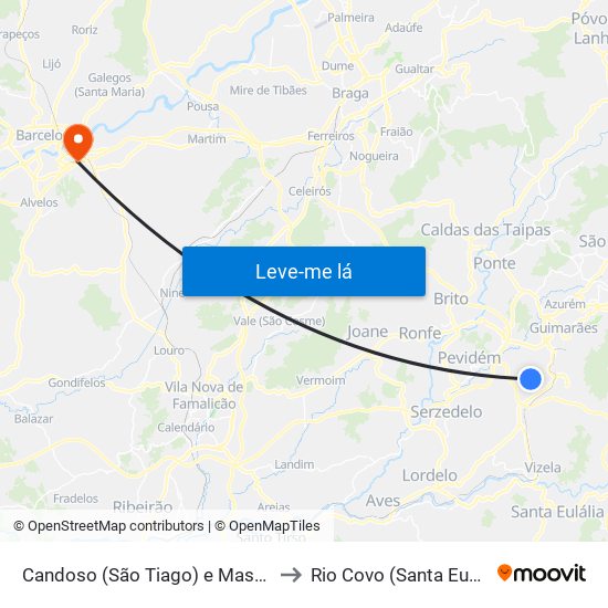 Candoso (São Tiago) e Mascotelos to Rio Covo (Santa Eugénia) map