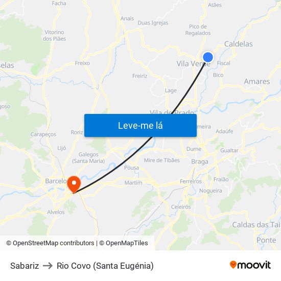 Sabariz to Rio Covo (Santa Eugénia) map