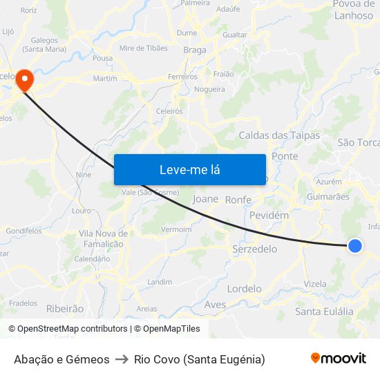 Abação e Gémeos to Rio Covo (Santa Eugénia) map