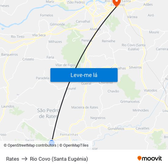 Rates to Rio Covo (Santa Eugénia) map