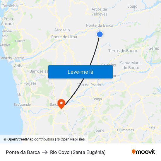 Ponte da Barca to Rio Covo (Santa Eugénia) map