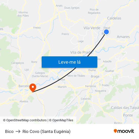 Bico to Rio Covo (Santa Eugénia) map