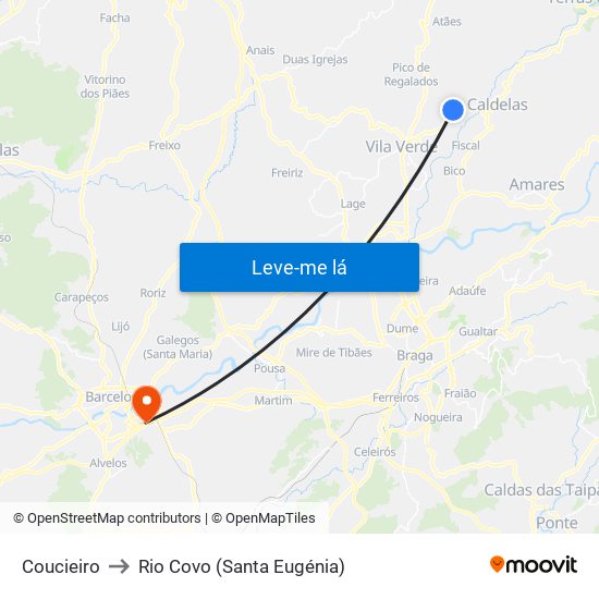 Coucieiro to Rio Covo (Santa Eugénia) map