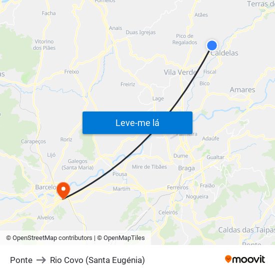 Ponte to Rio Covo (Santa Eugénia) map